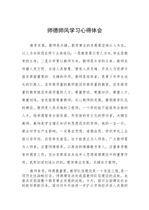 2023年小学老师师德师风学习心得体会四篇.docx