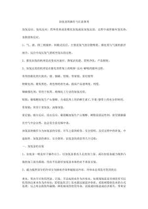 加氢釜的操作与注意事项.docx