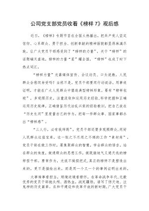 公司党支部党员收看《榜样7》观后感.docx