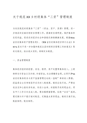 关于规范XX乡村级集体“三资”管理制度.docx