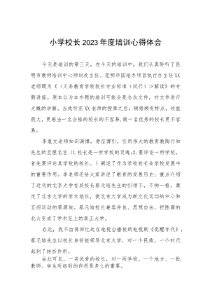 关于参加2023年小学校长培训的心得体会四篇模板.docx