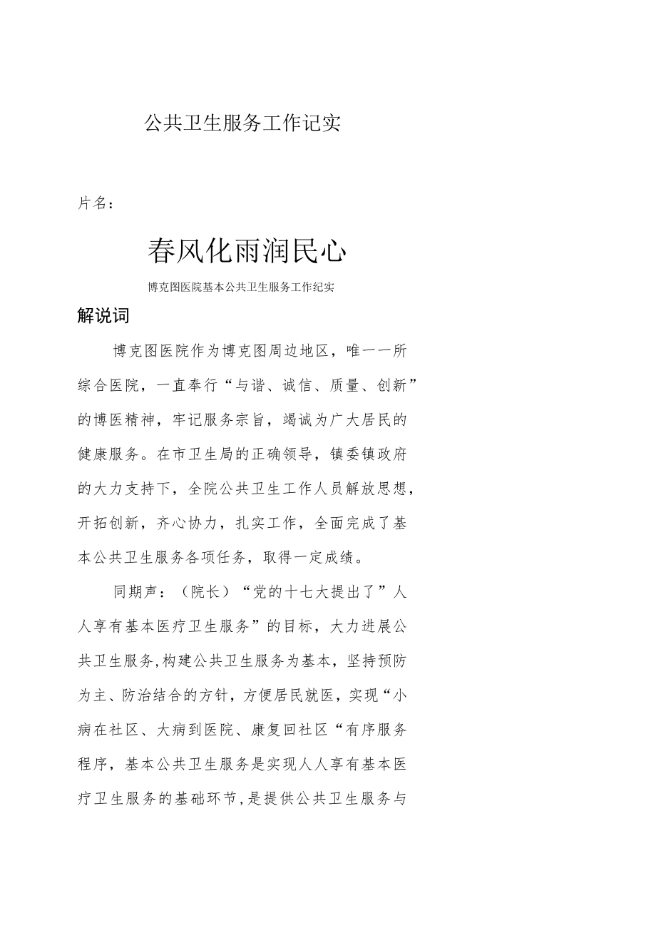 公共卫生服务工作记实.docx_第1页