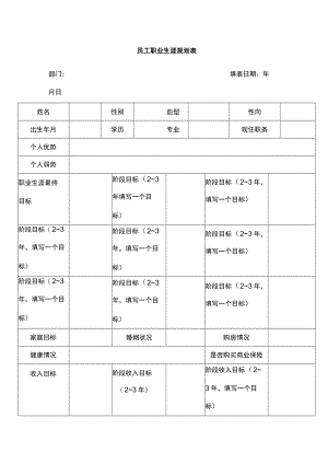 员工职业生涯规划常用表格【16】员工职业生涯规划表.docx