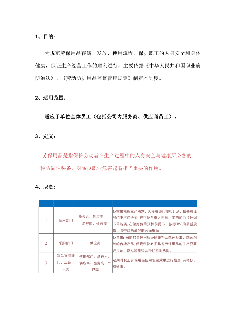 劳保防护用品管理制度.docx_第1页