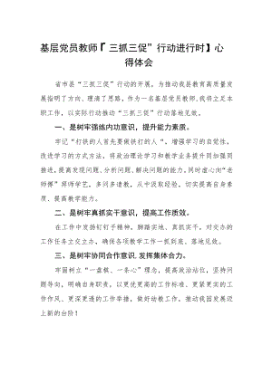 基层党员教师【“三抓三促”行动进行时】心得体会(精选三篇).docx