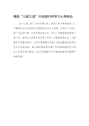 兽医“三抓三促”行动进行时学习心得体会 .docx