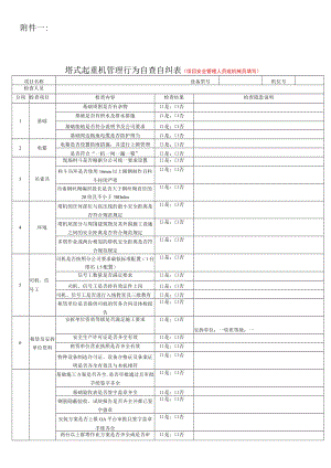 塔式起重机项目管理行为自查自纠表.docx