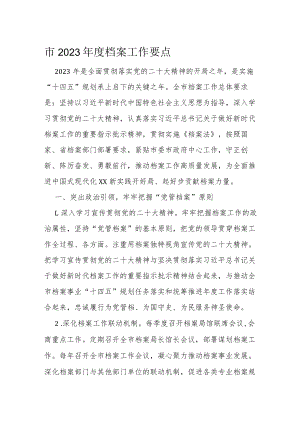 市2023年度档案工作要点.docx