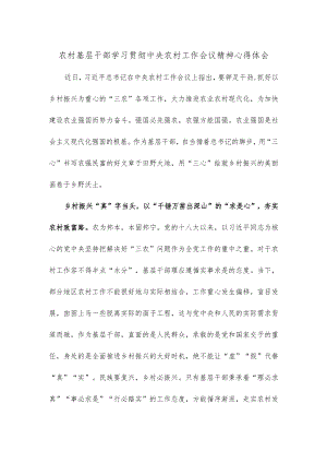 农村基层干部学习贯彻中央农村工作会议精神心得体会.docx