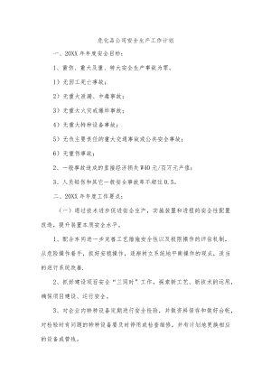 危化品公司安全生产工作计划.docx