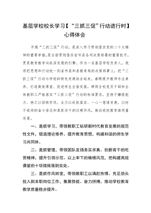 基层学校校长学习【“三抓三促”行动进行时】心得体会.docx