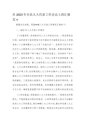 在2023年全县人大代表工作会议上的汇报发言.docx