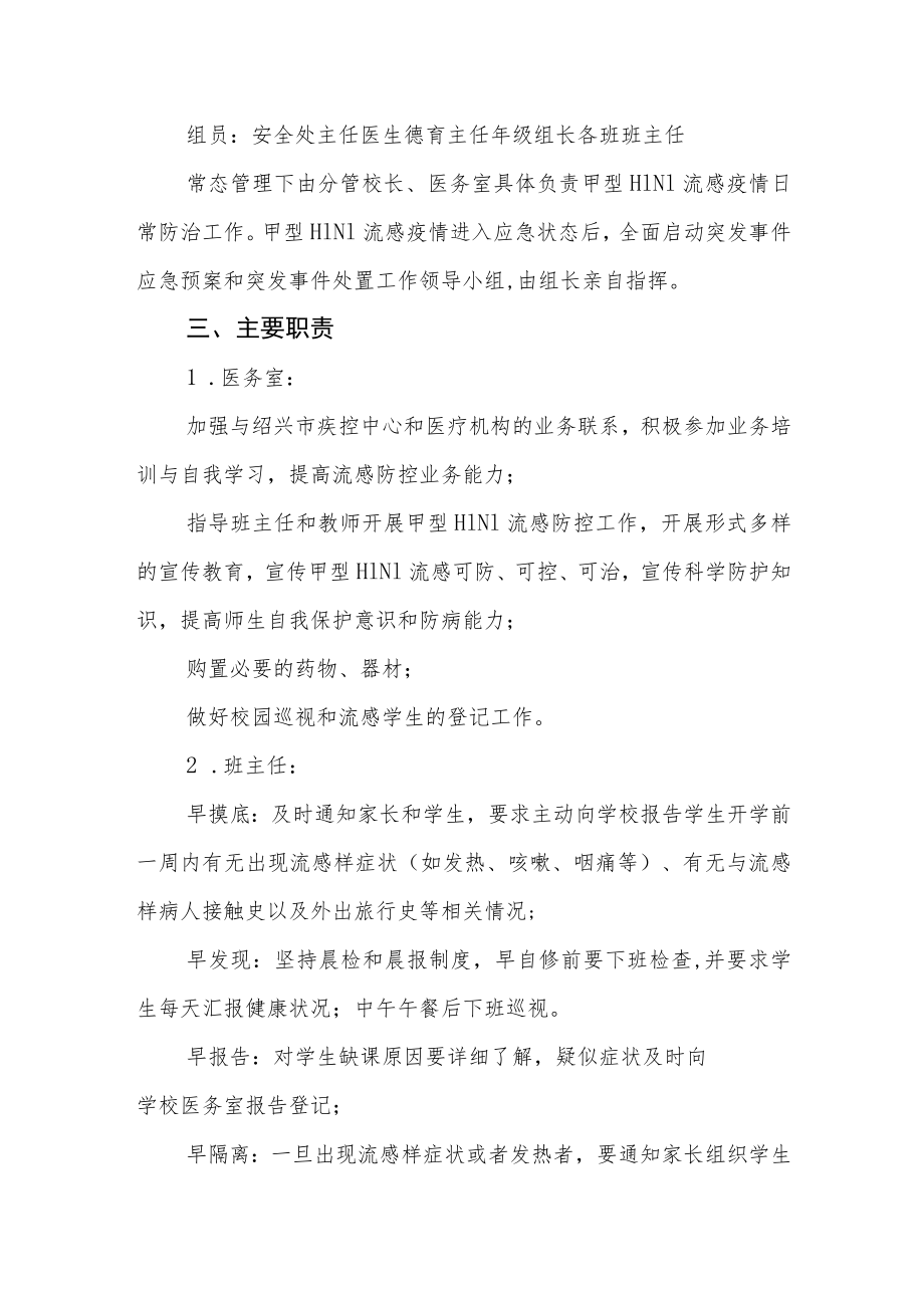 学校防控甲型H1N1流感疫情应急预案.docx_第2页