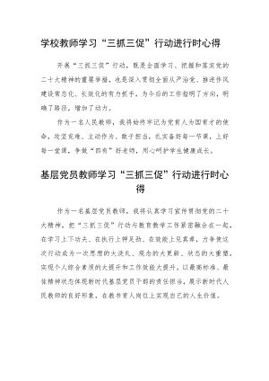 学校教师学习“三抓三促”行动进行时心得体会3篇 .docx