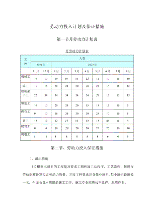 劳动力投入计划及保证措施.docx