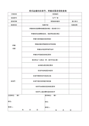 塔式起重机标准节、附着装置进场检查表.docx