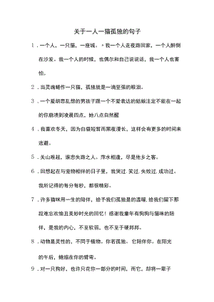 关于一人一猫孤独的句子.docx