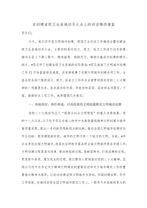 在创建省级卫生县城动员大会上的讲话稿供借鉴.docx