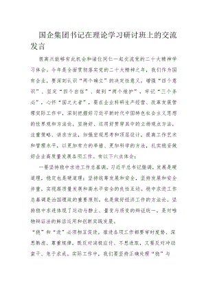 国企集团书记在理论学习研讨班上的交流发言.docx