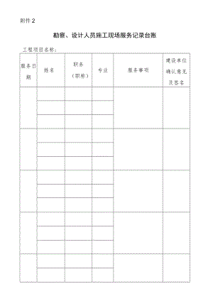 勘察、设计人员施工现场服务记录台账.docx
