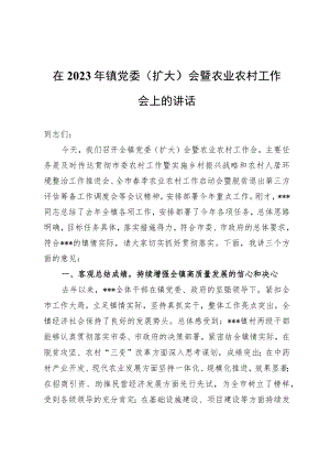 在2023年镇党委（扩大）会暨农业农村工作会上的讲话.docx