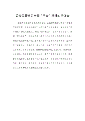 公安民警学习全国“两会”精神心得体会.docx