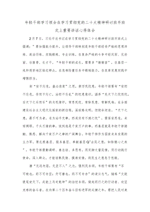 年轻干部学习领会在学习贯彻党的二十大精神研讨班开班式上重要讲话心得体会.docx