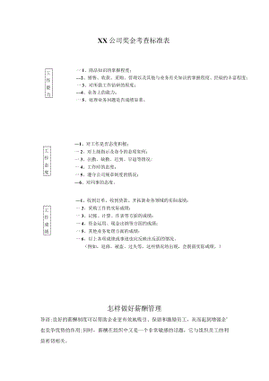 奖金考查标准表模板.docx