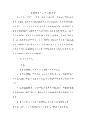 服装销售个人月工作总结.docx