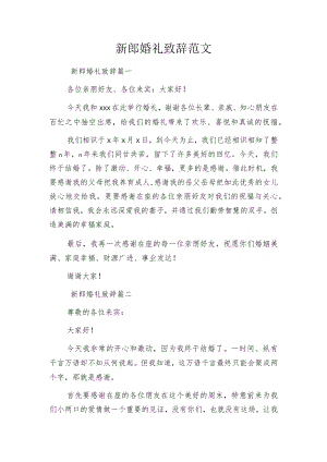 新郎婚礼致辞范文.docx