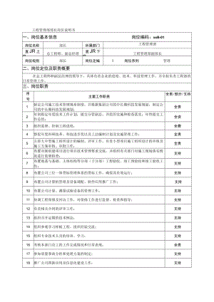 工程管理部部长岗位说明书.docx