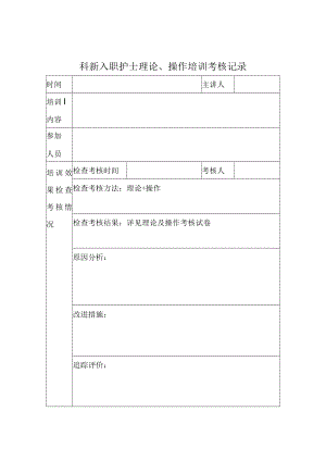 新入职护士理论、操作培训考核记录.docx