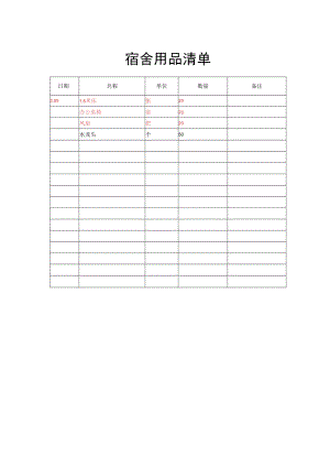 宿舍用品清单.docx