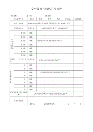 建筑施工安全管理目标部门考核表.docx