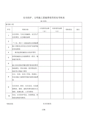 安全文明施工措施费使用情况考核表.docx