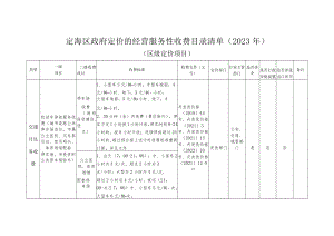 定海区政府定价的经营服务性收费目录清单（2023年版）.docx