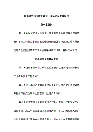 新能源投资有限公司施工现场安全管理规定.docx