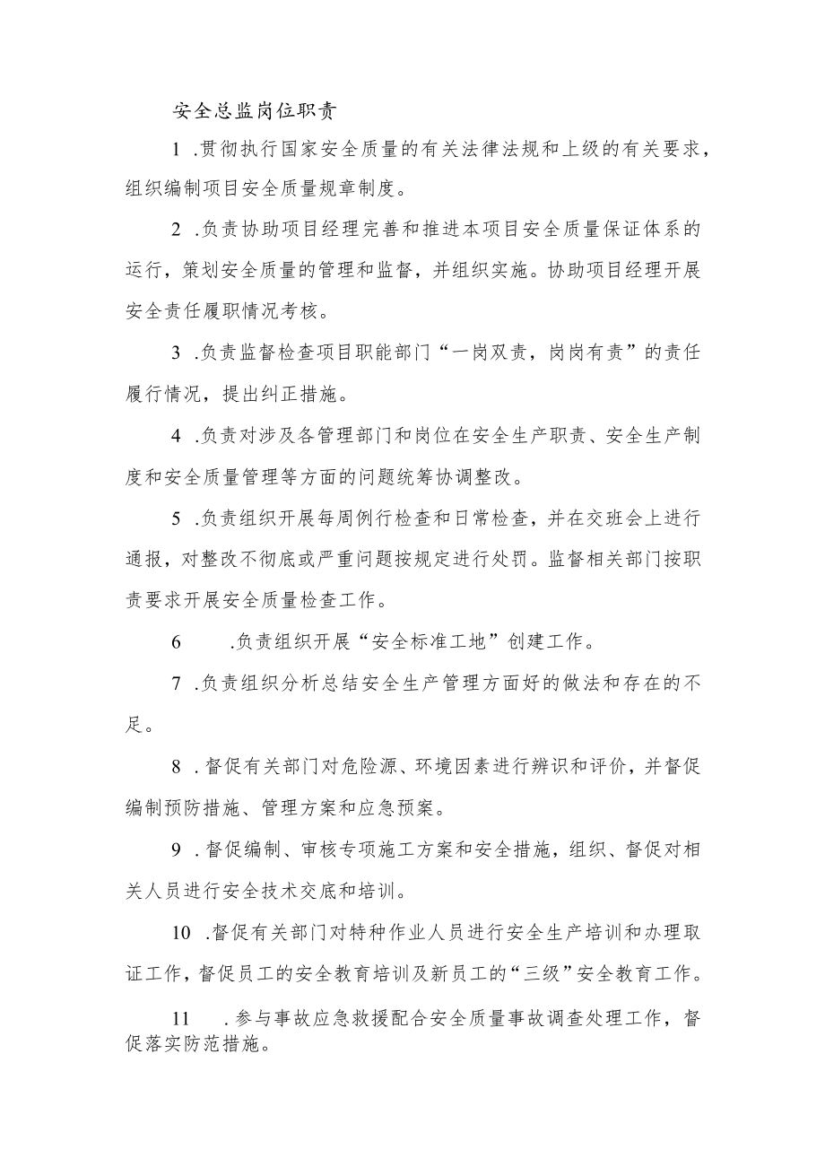 建筑施工安全总监岗位职责.docx_第1页