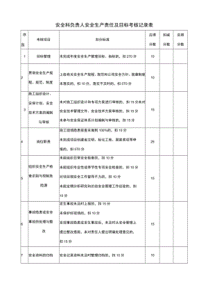 安全负责人安全生产责任及目标考核记录表.docx