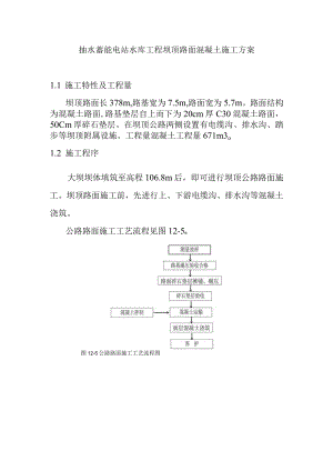 抽水蓄能电站水库工程坝顶路面混凝土施工方案.docx