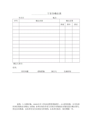 安全标准化之岗位安全确认表.docx