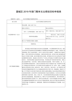 望城区2019年部门整体支出绩效目标申报表.docx