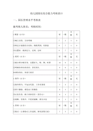 幼儿园园长综合能力考核表模板.docx