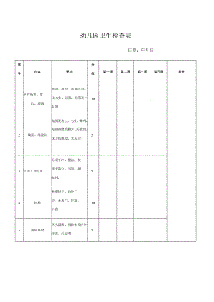 幼儿园卫生检查表.docx