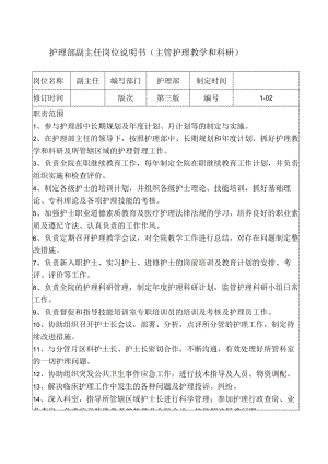 护理部副主任岗位说明书（主管护理教学和科研）.docx