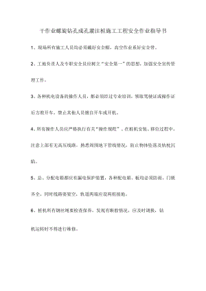 干作业螺旋钻孔成孔灌注桩施工工程安全作业指导书.docx