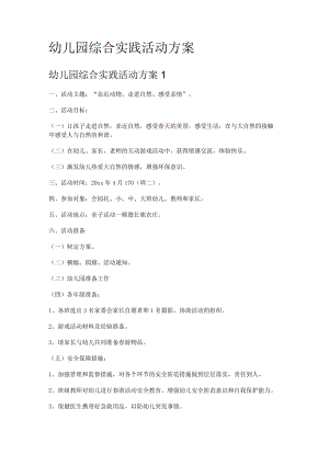 幼儿园综合实践活动实施方案.docx