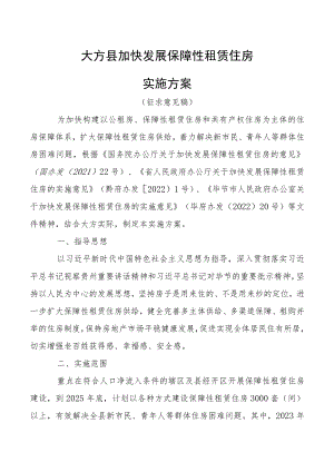 大方县保障性租赁住房实施方案（征求意见稿）.docx