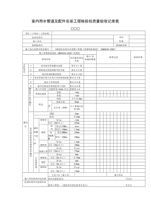室内雨水管道及配件安装工程检验批质量验收记录表.docx