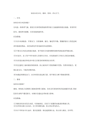 如何应对台风、暴雨、雷雨、洪灾天气.docx
